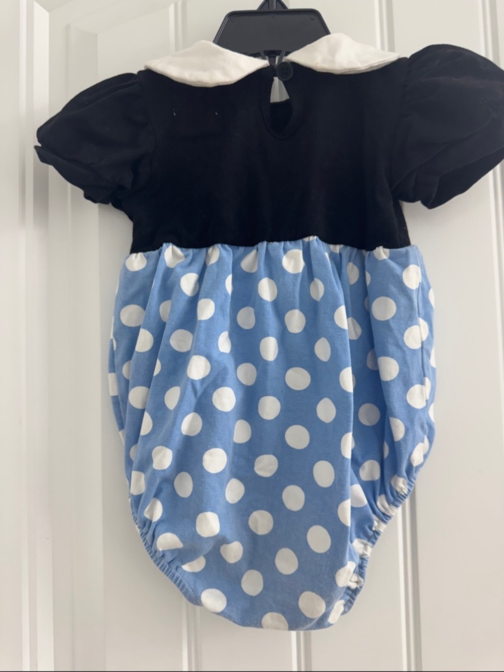 Baby Polka Dot Collared One-Piece Bodysuit - Blue & Black - Picture 4 of 4